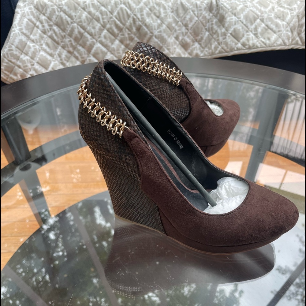 Brown suede Platform, 4“ Wedges